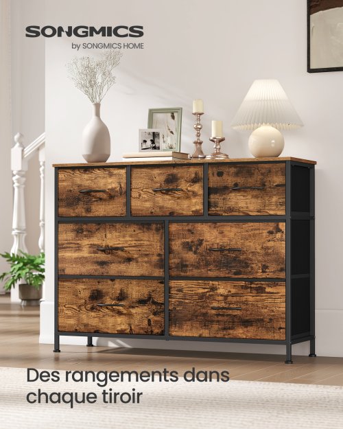 Image of Modern 7-Drawer Chest of Drawers with Steel Frame and MDF Panels – Stylish Bedroom Storage Unit for Hallway, Entryway, or Living Room