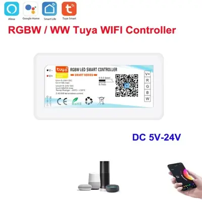 Image de Contrôleur LED WiFi Tuya - RGB, CCT, Dimmable, Commande vocale Alexa & Google