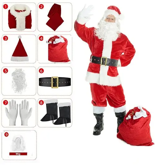 Image de Costume Père Noël Adulte - 7 Pièces