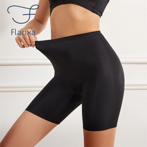 Immagine di Flarixa pantaloncini a vita alta senza cuciture mutandine per le donne controllo della pancia Hip Lift pantaloni di sicurezza in seta di ghiaccio intimo Boyshorts Boxer