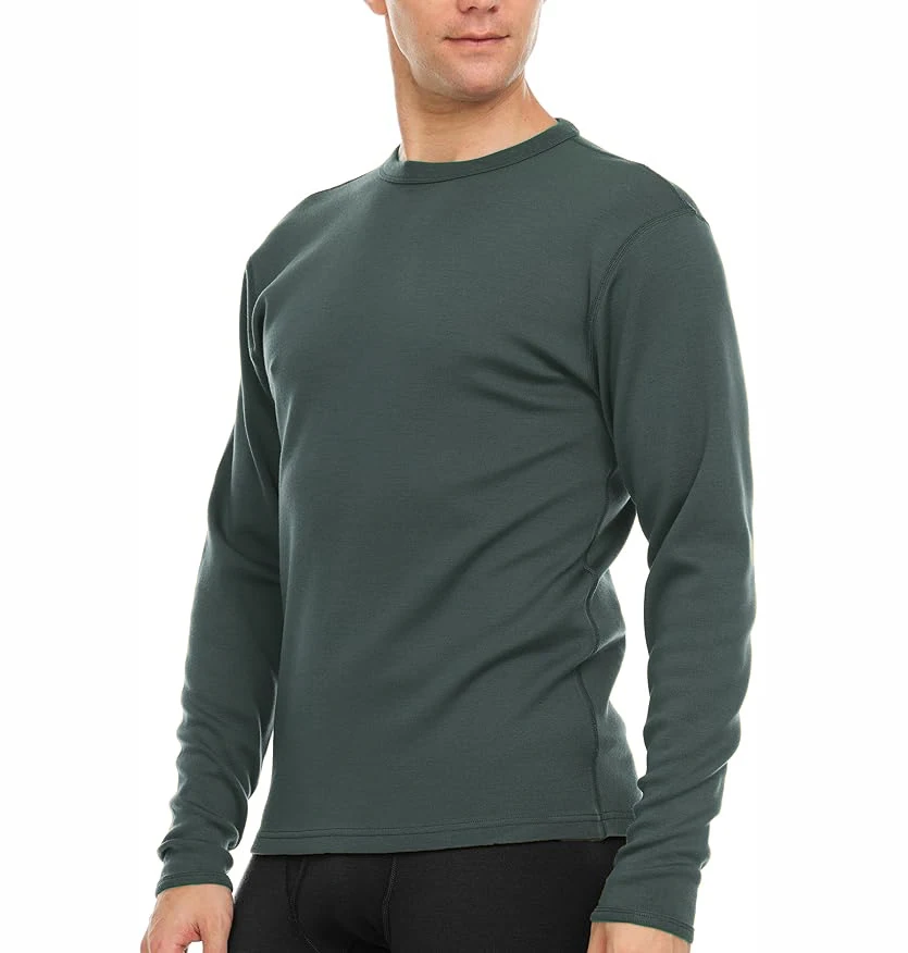 Imagen de Camisa de Manga Larga de Lana Merino 100% para Hombre - Ropa Interior Térmica Base Transpirable y Antiolor