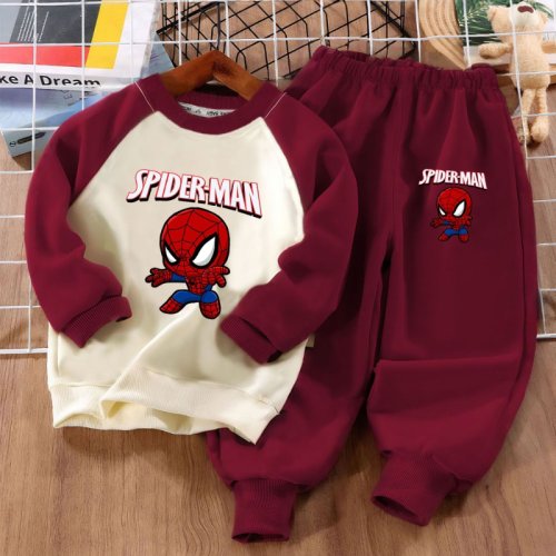Marvel-geïnspireerde Cartoon Print Jongens 2-delig Sweatshirt Set met O-hals Hoodie en Lange Broek - Kinder Sportkleding voor Actieve Peuters en Jongens
