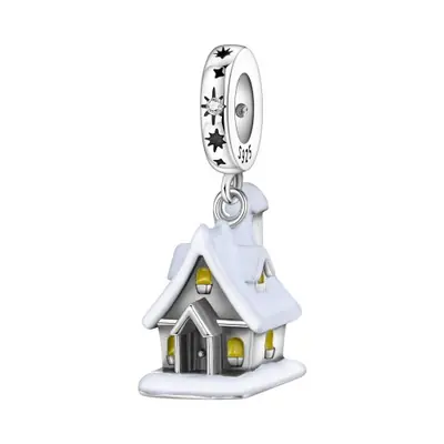 Image de Pendentif Cloche de Noël en Argent Sterling avec Zircon Rouge