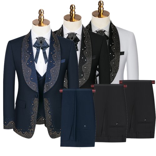 Immagine di Completo Uomo di Lusso 3 Pezzi 2024 - Elegante Abito da Festa con Blazer, Gilet e Pantaloni per Matrimoni e Banchetti