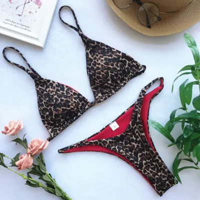 Image de Bikini Léopard Push-Up Sexy Coupe Haute
