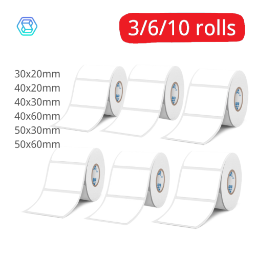 Image of SINMARK White Sticker 3/6/10 Rolls Waterproof Paper Adhesive Label Anti-Oil Use for SK58/SK20/SK35 Mini Thermal Printer Tape