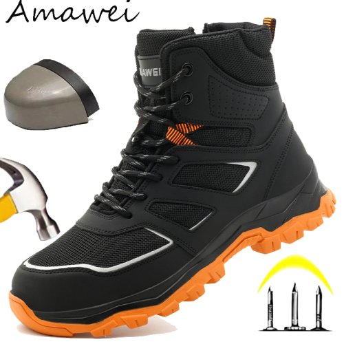 Imagen de Zapatos de Seguridad para Hombre con Punta de Acero, Antideslizantes, Antipinchazos y Antigolpes, Ideales para Trabajo en Taller de Forja