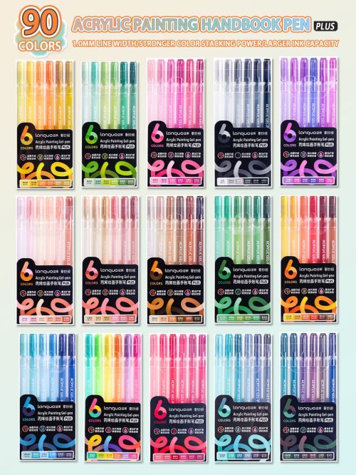 Imagen de Languo, 6/24/36/54/72/90 colores, manual de pintura acrílica, bolígrafos de Gel multicolor, bolígrafo Neutral para es