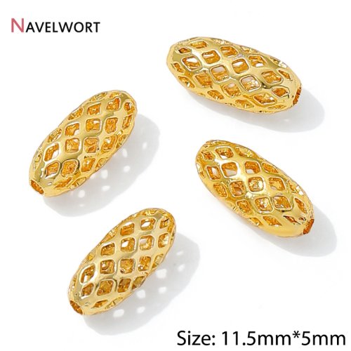 Imagen de Cuentas Espaciadoras Huecas Chapadas en Oro de 14K y 18K, Separadores Ovalados para Pulseras, Cuentas Sueltas para Fabricación de Joyas y Accesorios