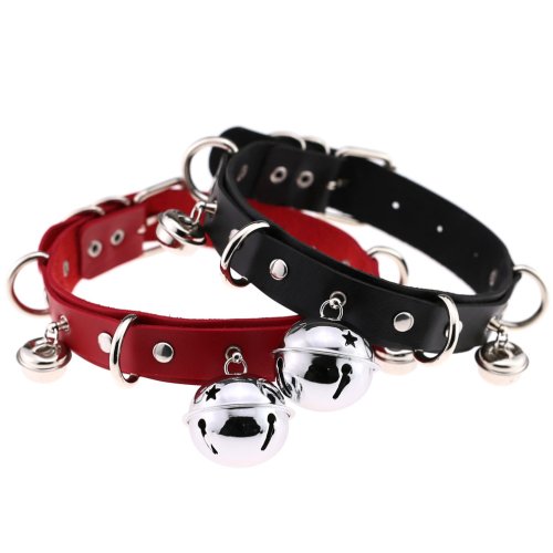 Bild von Gothic Punk Choker mit Crash Bell – Schwarz PU-Leder Halskette für Cosplay, Harajuku und Nachtclub-Style