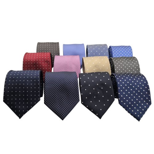 Image of Elegant 8cm Skinny Polka Dot Necktie for Men – Stylish Polyester Microfiber Tie for Business, Wedding, and Formal Occasions