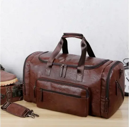Bild von Große Kapazität Geschäfts leute reisen Handtaschen Retro Pu Leder Reisegepäck paket Outdoor Schulter Reisetasche für männliche Reisetasche