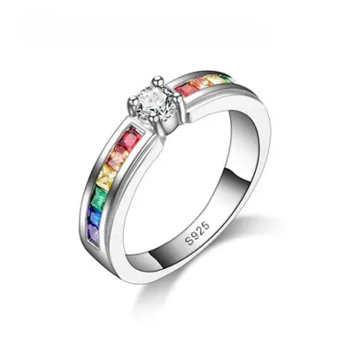Image de Bague Arc-en-Ciel en Argent Sterling - Élégance & Éclat