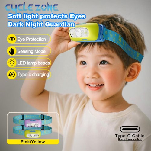Afbeelding van LED-koplampen voor kinderen Sensorkoplamp Type-C Oplaadbare hoofdzaklamp Hoofdlamp Zaklamp Kinderen Hardlopen Vissen Paardrijden Kamperen