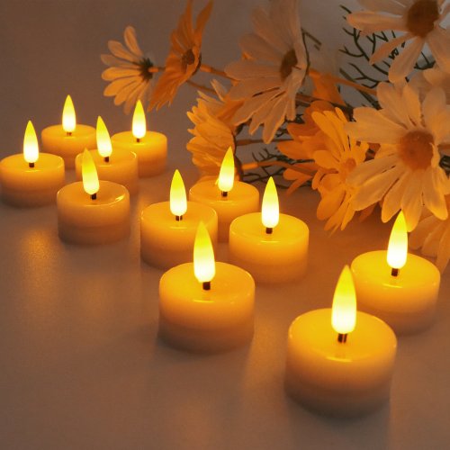Immagine di 6/12 pezzi candele a LED candele lampeggianti luce alimentata a batteria tremolante luce del tè cand...