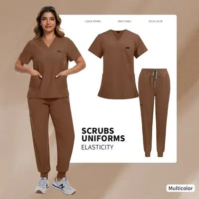 Image de Uniforme Médical Femme - Tenue Chirurgicale à Manches Courtes