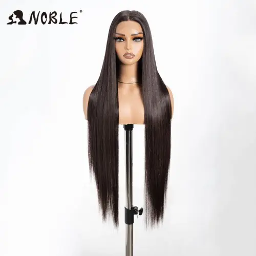 Image de Perruque Lace Front Synthétique 38 Pouces - Blonde Lisse & Haute Densité