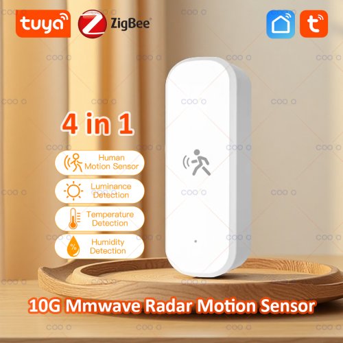 Immagine di Sensore Multifunzione Radar MMWave Tuya Zigbee con Rilevazione Movimento Umano, Temperatura, Umidità e Luminosità – Aggiornato con Tecnologia PIR