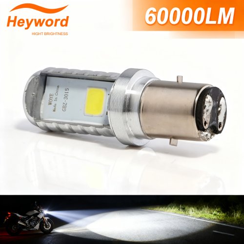 Imagen de Bombillas LED H4 para Moto con Base BA20D, Lámparas de Faro de Alta Potencia COB Blanco 6000K, Kit de Iluminación Dual Hi-Lo para Scooter y Motocicleta 12V
