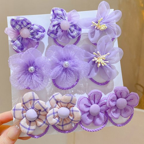Afbeelding van 10 stuks kinderen mesh bloem haarlus met goede elasticiteit, baby stropdas hoofdband, prinses hoofddeksels, schattig meisje elastische band