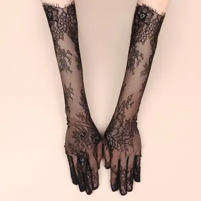 Image de Gants Longs Dentelle Sexy - Accessoire Élégant pour Mariage & Halloween