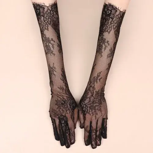 Image de Gants Longs Dentelle Sexy - Accessoire Élégant pour Mariage & Halloween