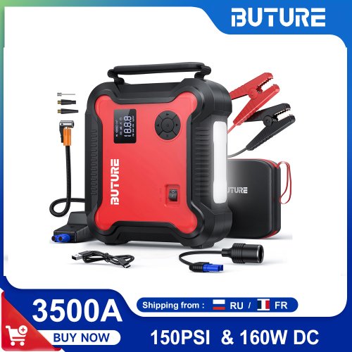 Immagine di Buture 5 in 1 auto Jump Start compressore d'aria 26800mAh Power Bank batteria portatile Booster gonfiatore digitale per pneumatici con 160W DC Out