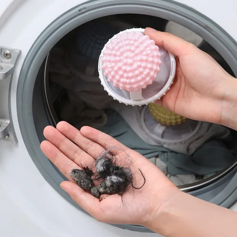 Imagen de Depiladora de pelo para mascotas, bolsa de filtro de pelusa flotante, bola de lavandería reutilizable, herramientas de Limpieza del cabello para ropa, recogedor de pelo de gato