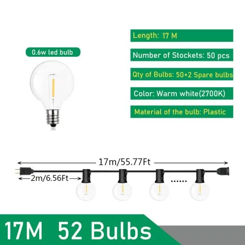 17 m 50 Glühbirnen