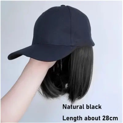Image de Perruque Synthétique Longue & Lisse - Casquette Baseball