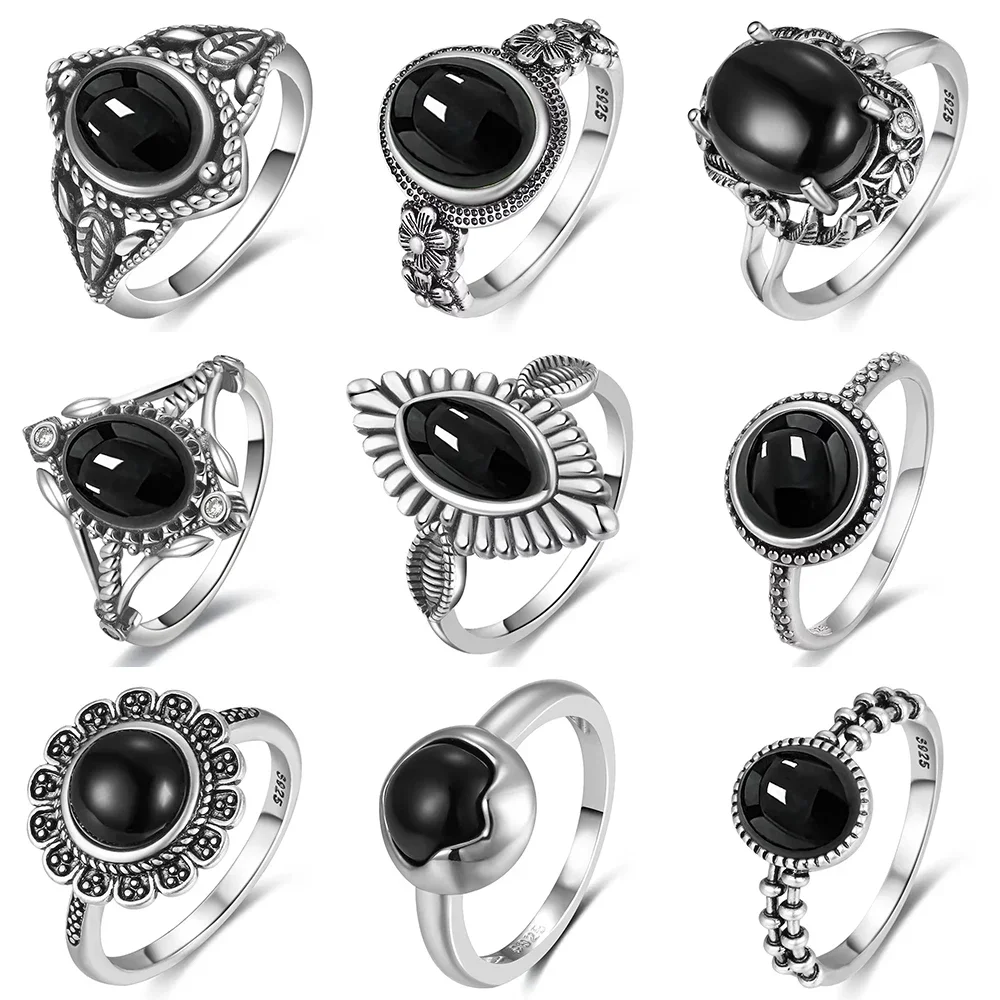 Imagen de Anillo de Plata 925 con Ónix Negro - Diseño Vintage para Hombres y Mujeres