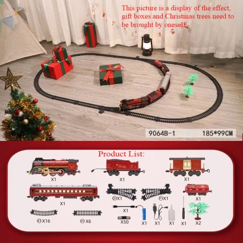 Afbeelding van Klassieke Kersttrein met Afstandsbediening, Stoomlocomotief met Geluid en Licht – Magisch Speelgoed voor Kinderen en Volwassenen