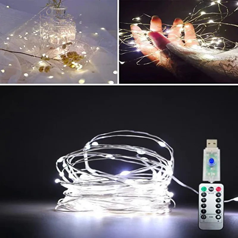 Image of USB Powered LED Fairy String Lights 20-300 LEDs – Remote Control, 8 Modes, Decorative Lights for Birthday, Wedding, Christmas