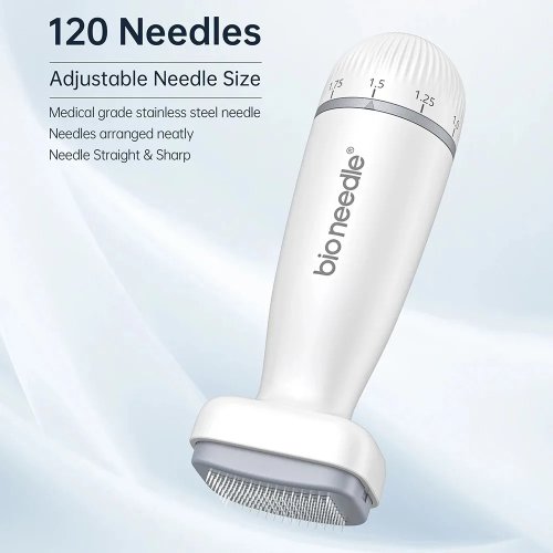 Zdjęcie Naturalny aparat do mikroneedlingu z 120 igłami – dermastamp do odmładzania skóry i usuwania blizn potrądzikowych, sprzęt kosmetyczny do użytku domowego