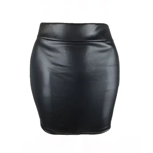 Image de Jupe Mini Cuir Mat Taille Haute - Style Coréen & Streetwear