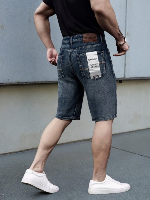 Afbeelding van Wthinlee New Business heren jeans casual straight stretch mode klassiek blauw zwart werk denim broek herenmerk kleding
