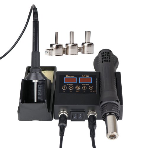 Afbeelding van Soldeerstation Digitale temperatuur instelbaar 2-in-1 SMD Soldeerbout Heteluchtpistool Lassen Rework voor PCB IC Reparatiegereedschap