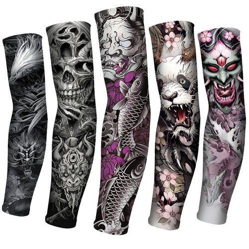 Afbeelding van Zomerse Naadloze Armbeschermers voor Heren en Dames – UV-Zonbescherming, Lange Tattoo Mouwen van IJs Zijde voor Outdoor Activiteiten, Fietsen en Rijden