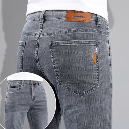 Afbeelding van Luxe Heren Jeans Slim Fit Denim Broek van Katoen - Blauw, Geschikt voor Lente en Zomer, Grote Maten 28 tot 38