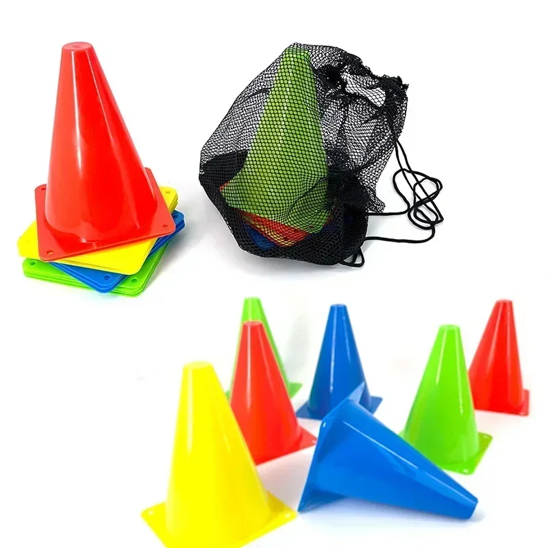 Imagen de Cubo de señal de 5 uds., 18CM, barrera de 6 pulgadas, cono de entrenamiento plano para carretera de fútbol, pila de rodillo, copa de marcado Springback, símbolo, accesorios deportivos