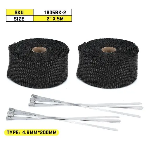 2pcs 5cm 5m negro