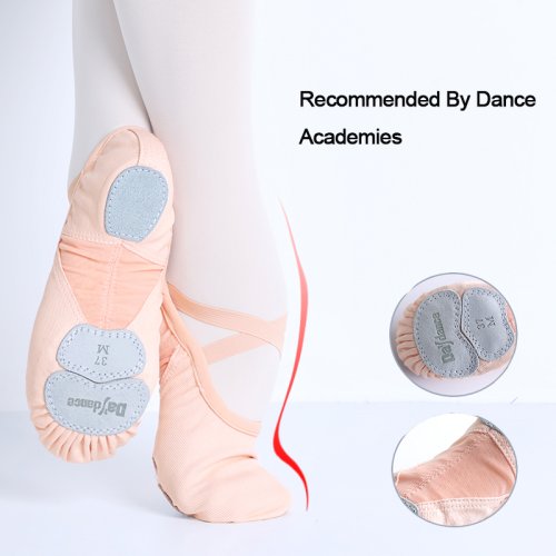 Imagen de Zapatos de Ballet para mujer y niña, zapatillas de baile de la academia de baile, suela dividida suave, tela elástica, empalme de malla