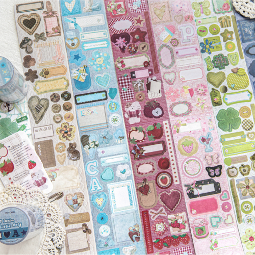 Afbeelding van 3 Rollen Kleurrijke Textuur Stof Tape - Party Series voor Planner, Decoratie, Dagboek en Collage