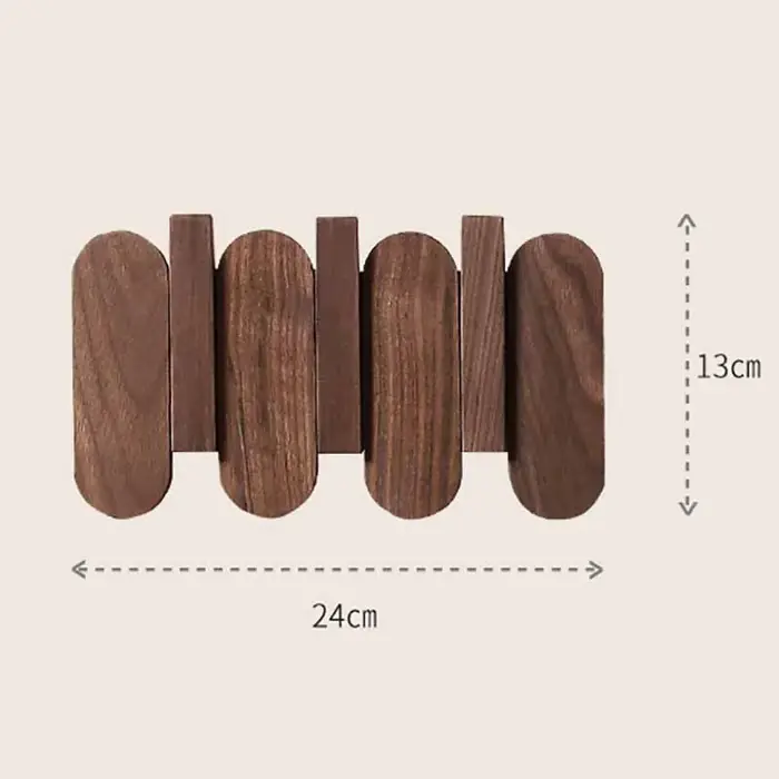 Image de Porte-Manteau Murale en Bois de Noyer - Élégant & Pratique