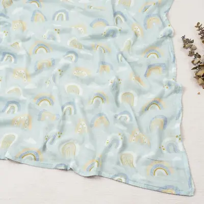 Image de Serviette d'emmaillotage bébé en mousseline de coton et bambou
