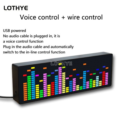Imagen de Lámpara de Ambiente LED con Ritmo Musical, Control por Voz y Medidor de Nivel VU para Coche - Iluminación Estéreo con Espectro RGB y Reloj Electrónico