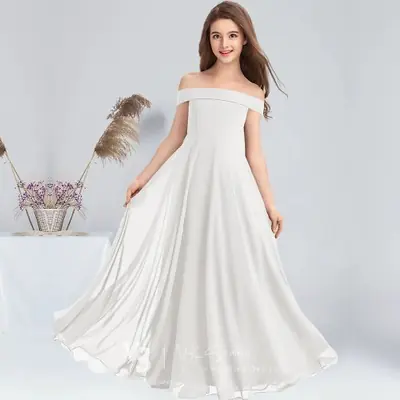 Image de Robe Demoiselle d'Honneur en Mousseline de Soie - Coupe Trapèze