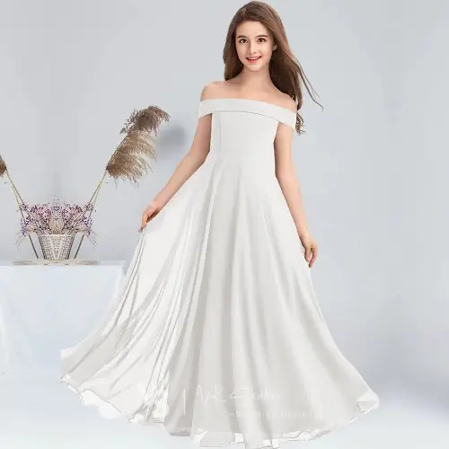Image de Robe Demoiselle d'Honneur en Mousseline de Soie - Coupe Trapèze
