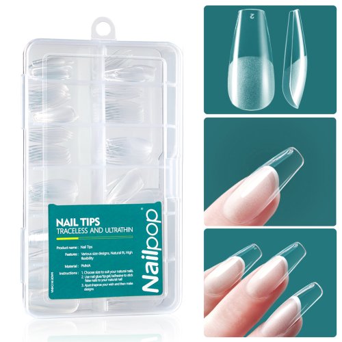 Immagine di Nailpop 120 pz/scatola Gel X Punte per unghie Forma media corta Mandorla/Quadrata/Gel morbido Punte per unghie Unghie finte Soak Off Estensioni delle unghie facili