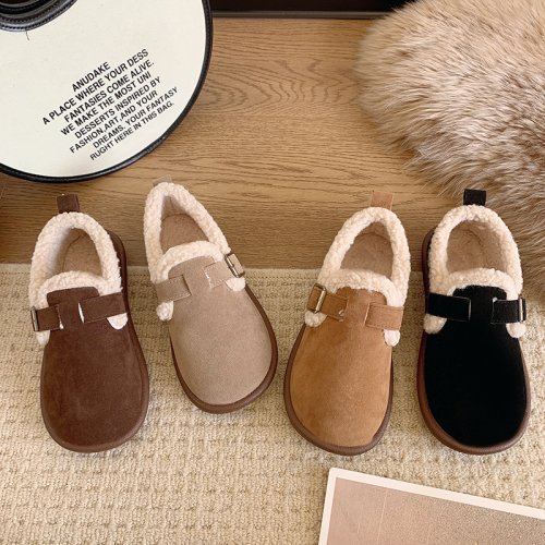 Image of Cozy Autumn Winter Women's Casual Flat Moccasin Slippers - Soft Plush Lined Slip-On Loafers for Comfort and Style